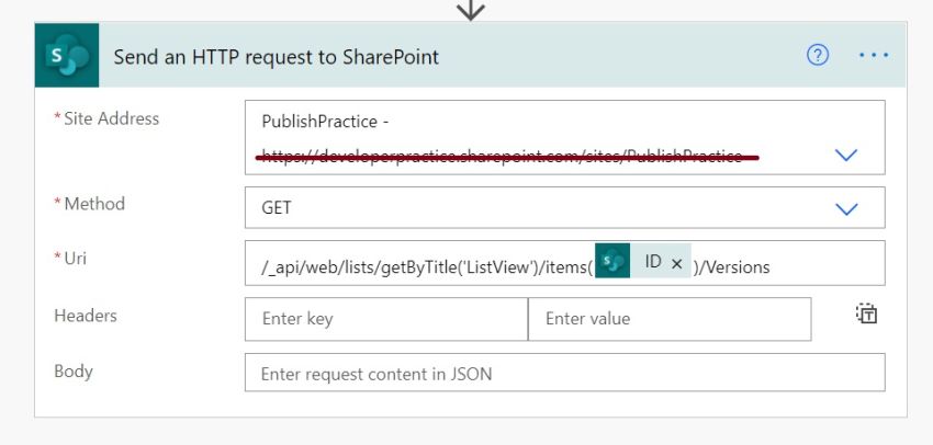 Getting Version History of SharePoint Listitem using PowerAutomate